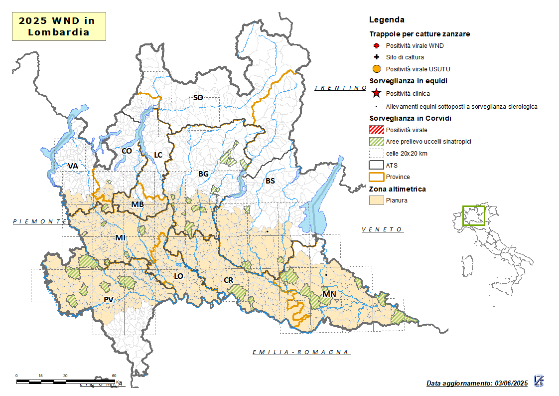 Mappa West Nile Disease aggiornata al 03/06/2025