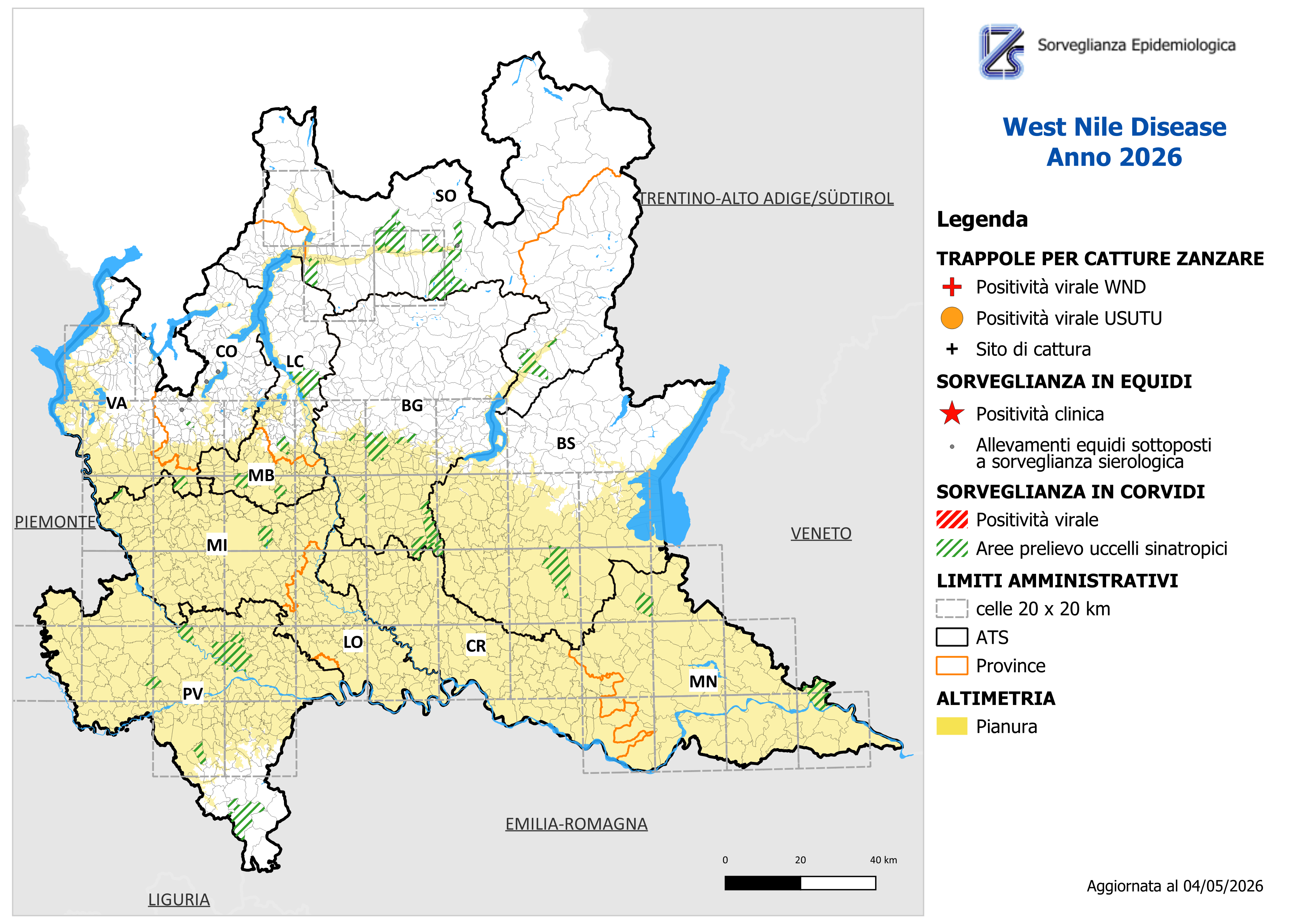 Mappa West Nile Disease aggiornata al 04/05/2026