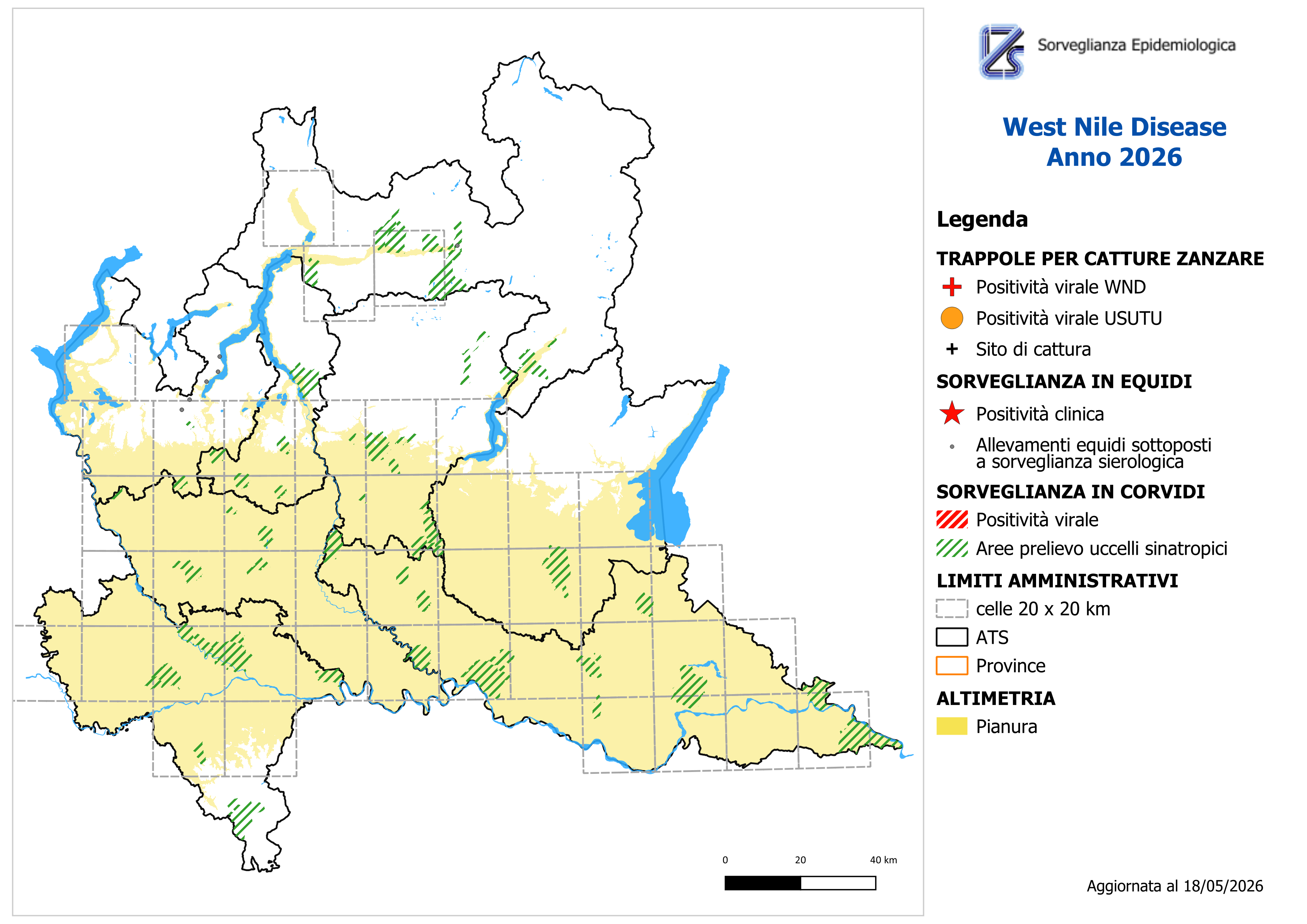 Mappa West Nile Disease aggiornata al 18/05/2026