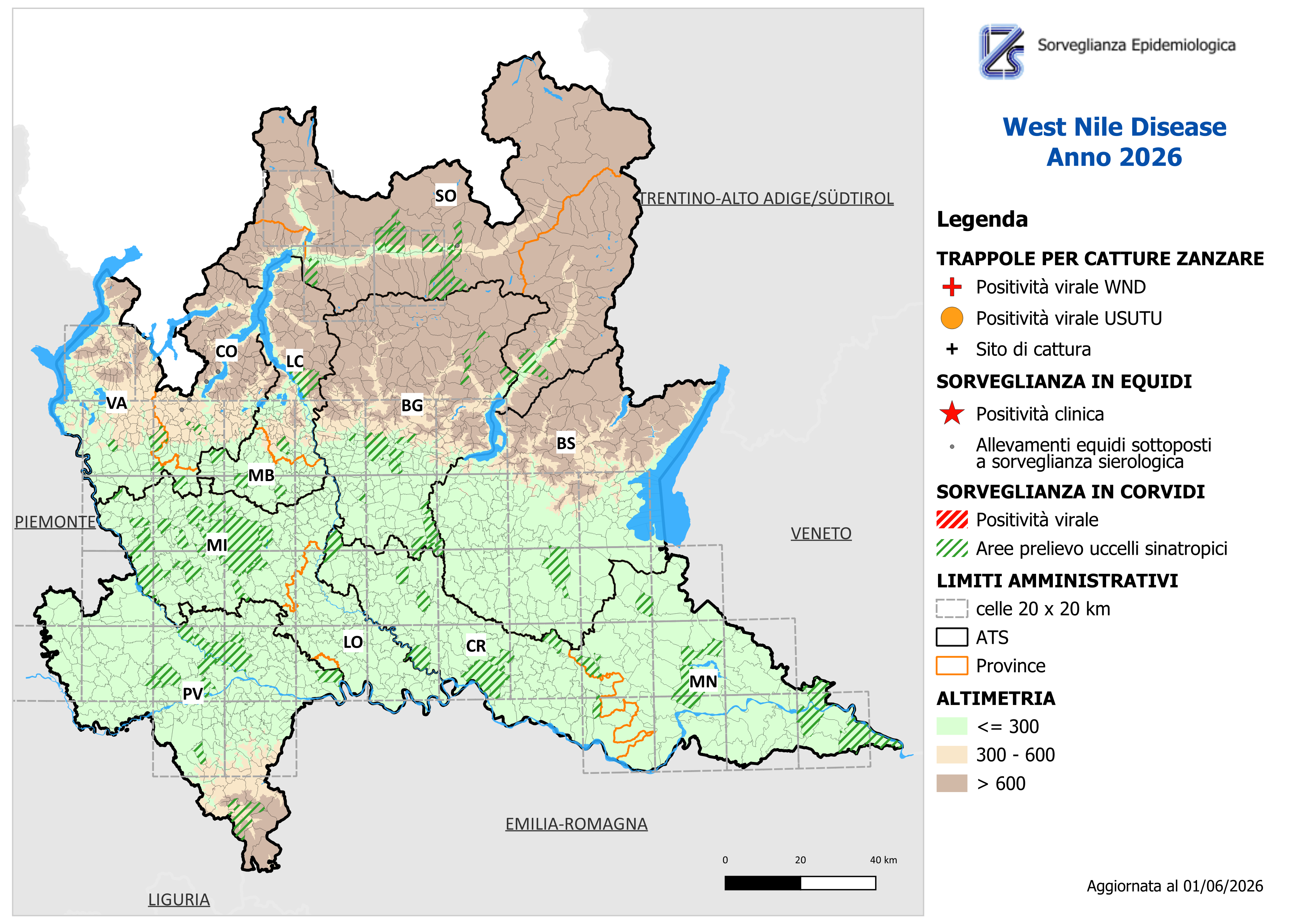 Mappa West Nile Disease aggiornata al 01/06/2026