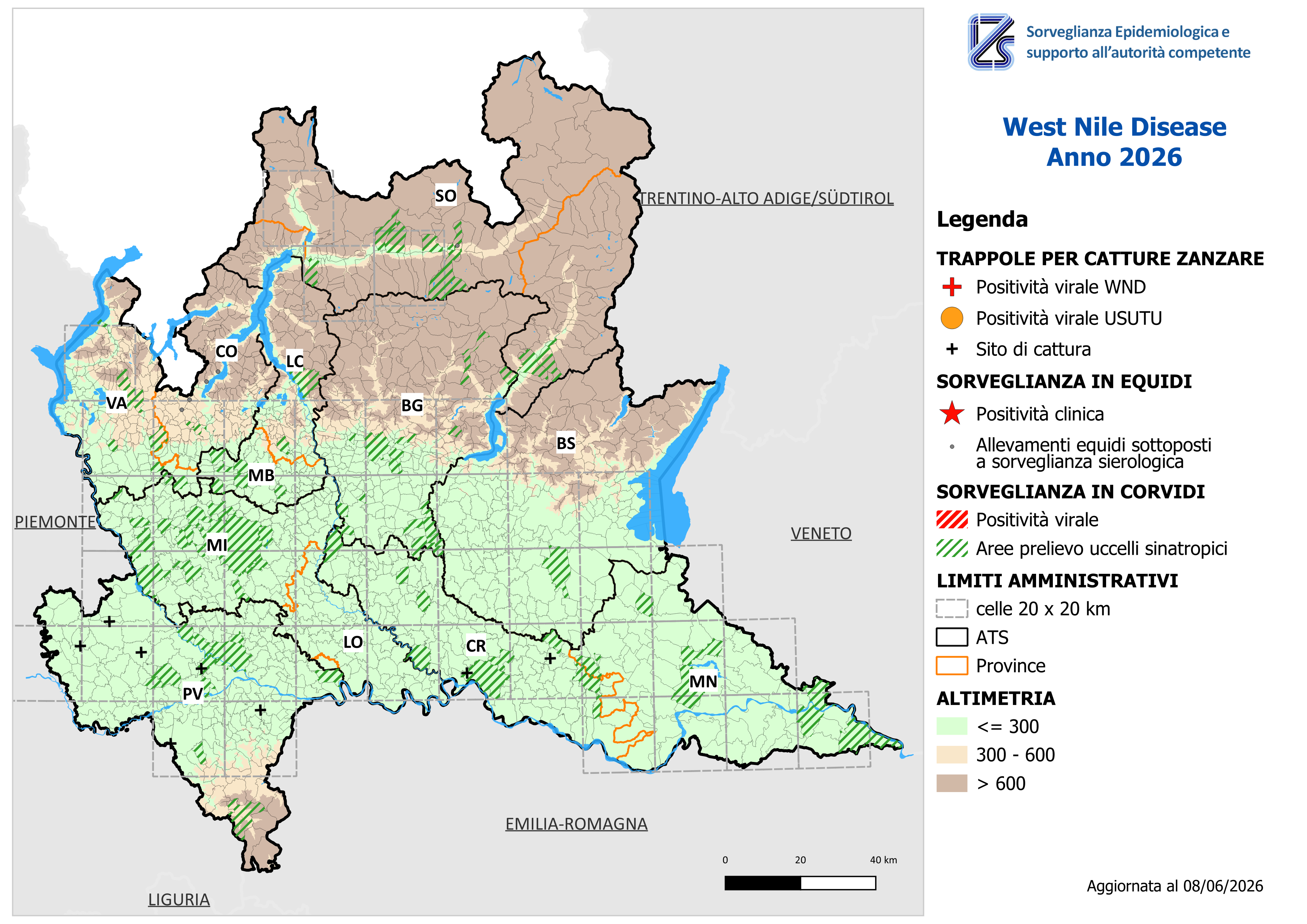 Mappa West Nile Disease aggiornata al 08/06/2026