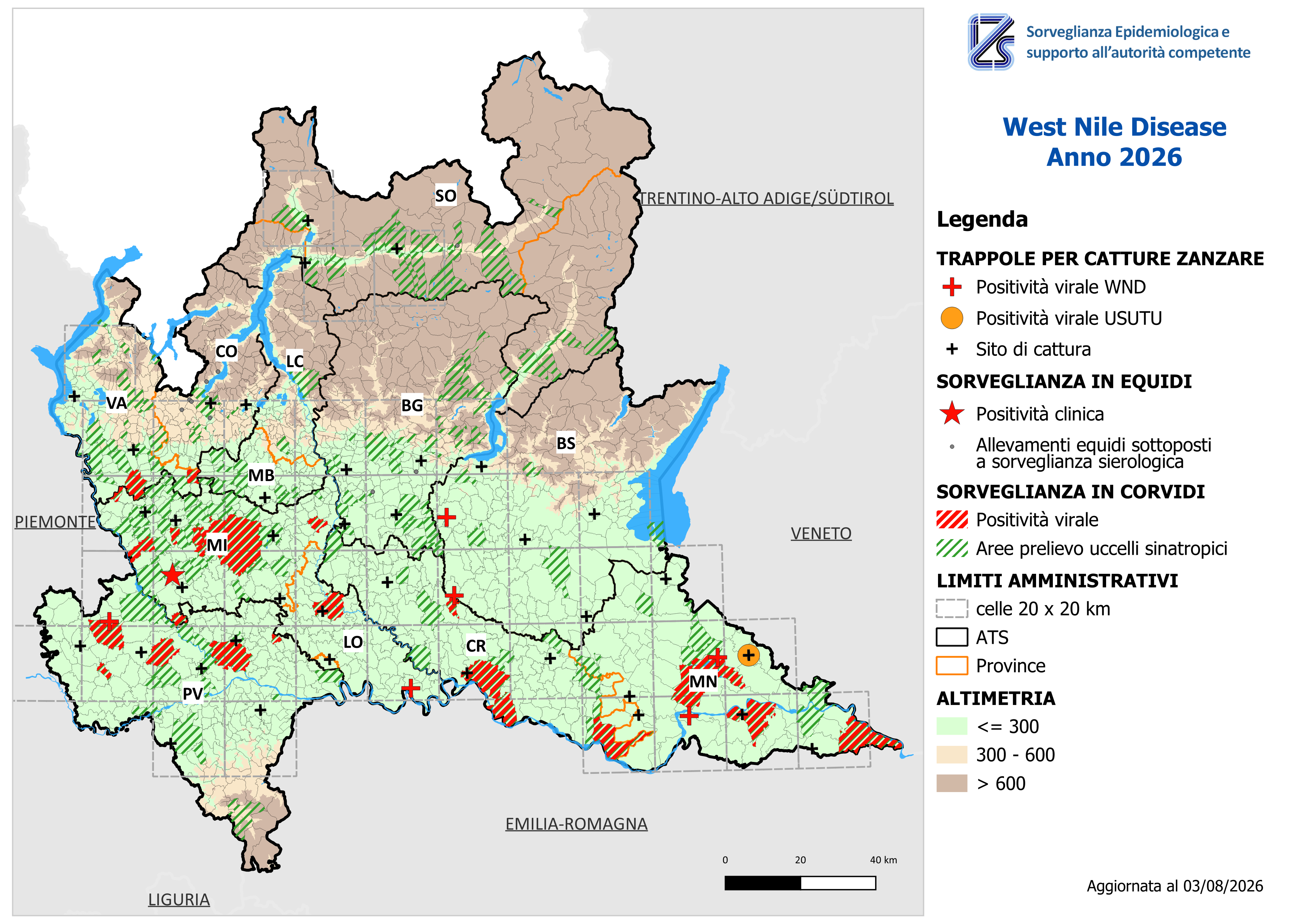 Mappa West Nile Disease aggiornata al 03/08/2026