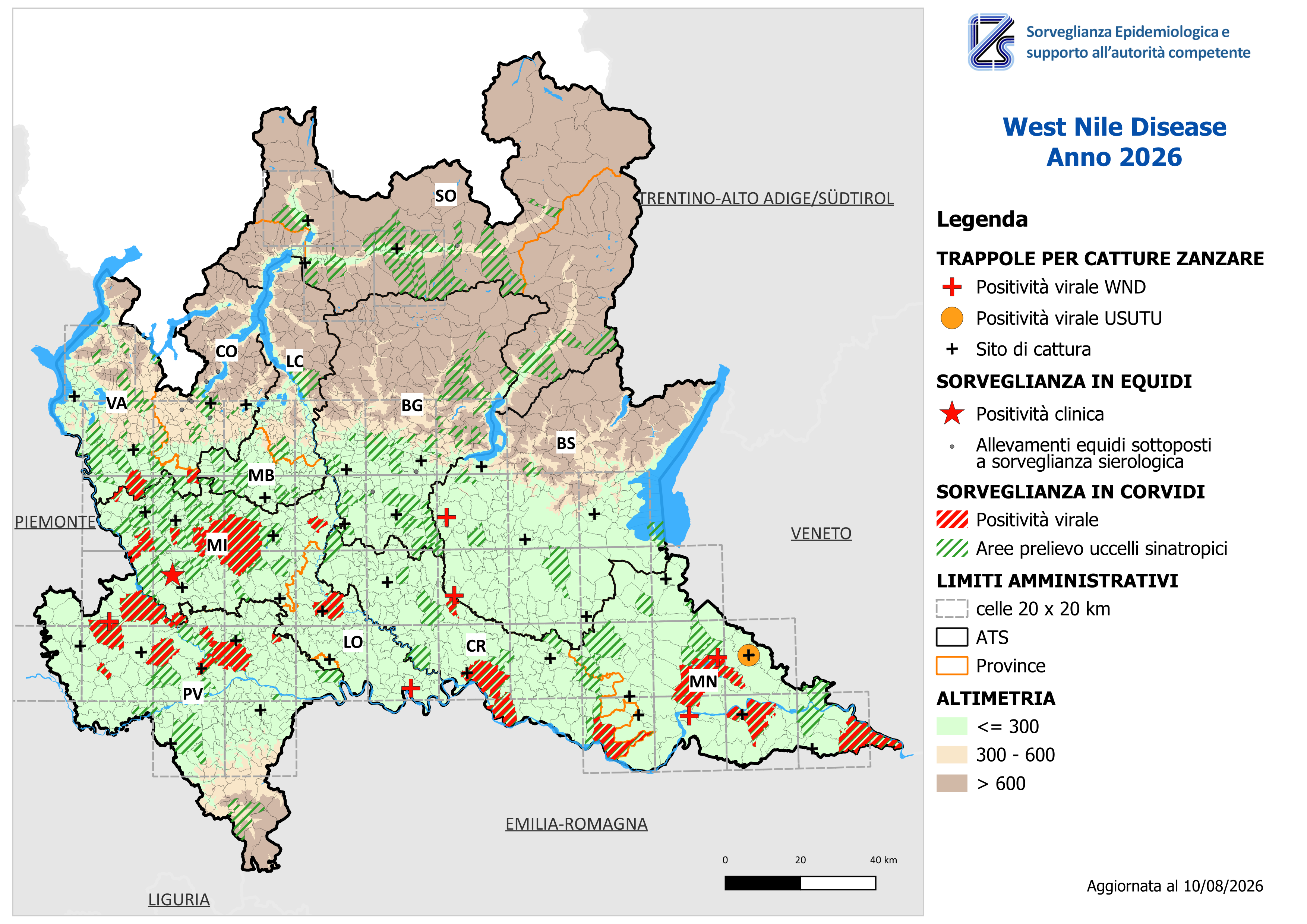 Mappa West Nile Disease aggiornata al 10/08/2026
