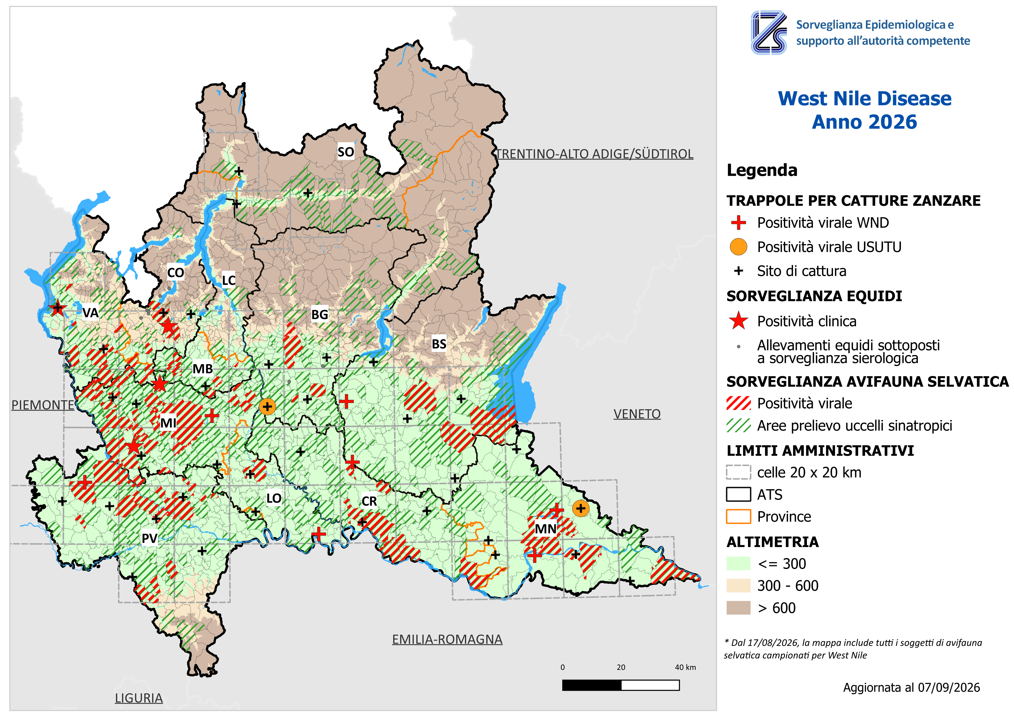 Mappa West Nile Disease aggiornata al 07/09/2026