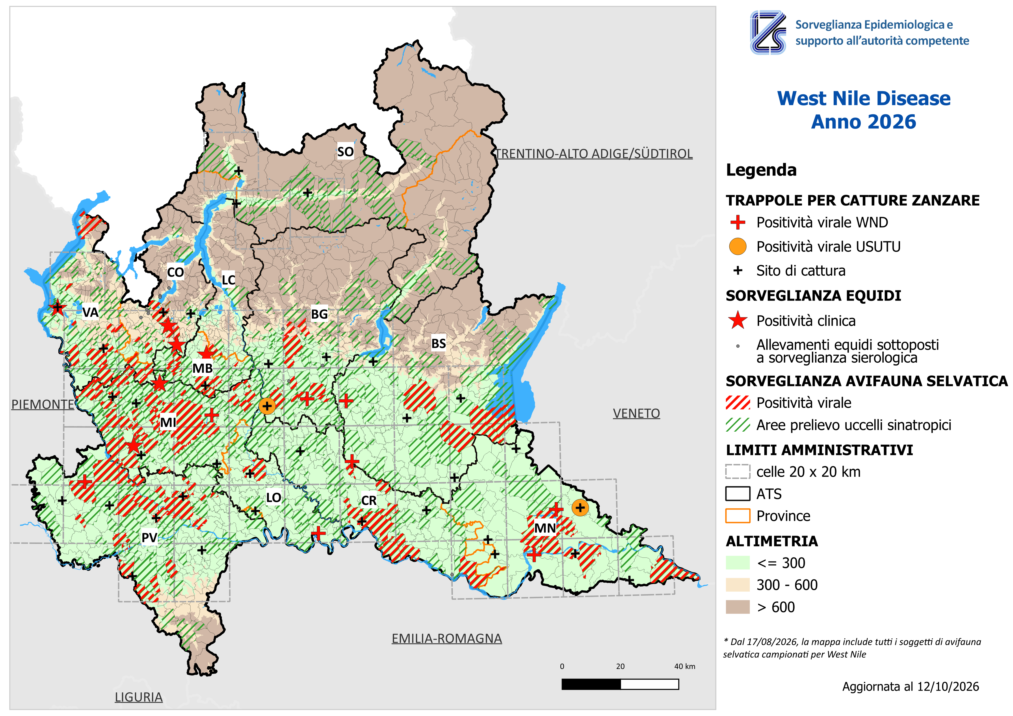 Mappa West Nile Disease aggiornata al 12/10/2026